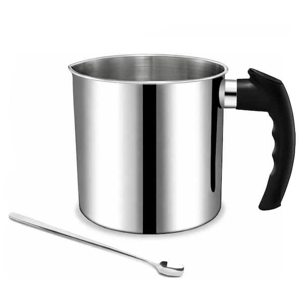 44-Piece Silver Stainless Steel Candle Pouring Pot Set with Heat-Resistant Handle and Dripless Spout