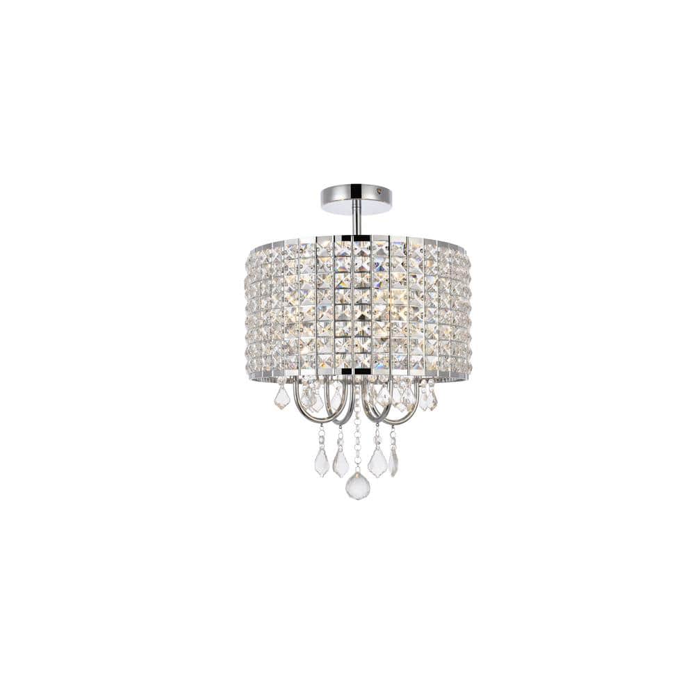 Timless Home 14 in. 4-Light Transitional Chrome Flush Mount with No Bulbs I