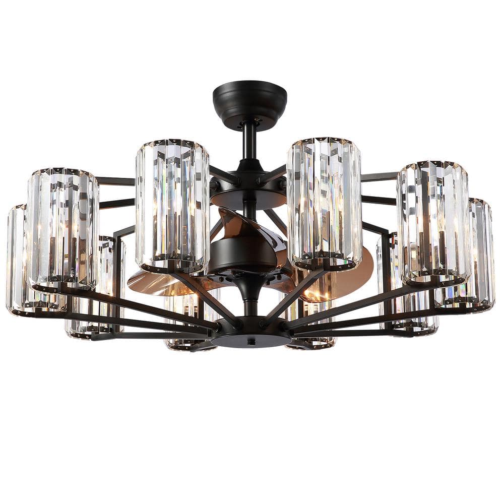 35 in. Indoor Modern Black Ceiling Fan with Light and Remote Control 8