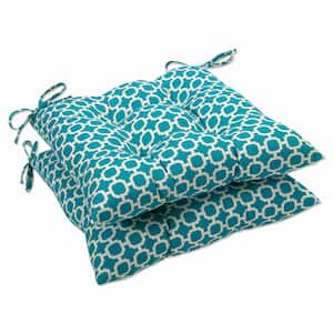 19 in. x 18.5 in. Outdoor Dining Chair Cushion in Green/White (Set of 2)