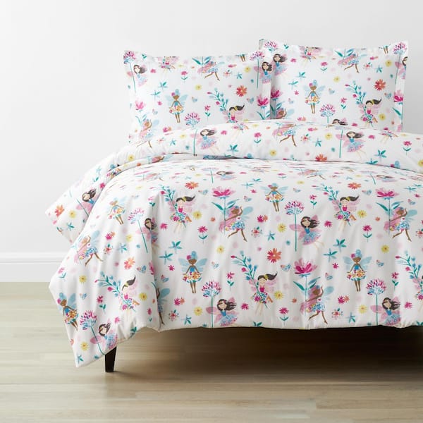The Company Store Company Kids Floral Fairies Multi Twin Organic Cotton Percale Duvet Cover