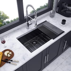 23 in. L x 18 in. W Undermount Single Bowl 16-Gauge Stainless Steel Kitchen Sink in Gunmetal Black
