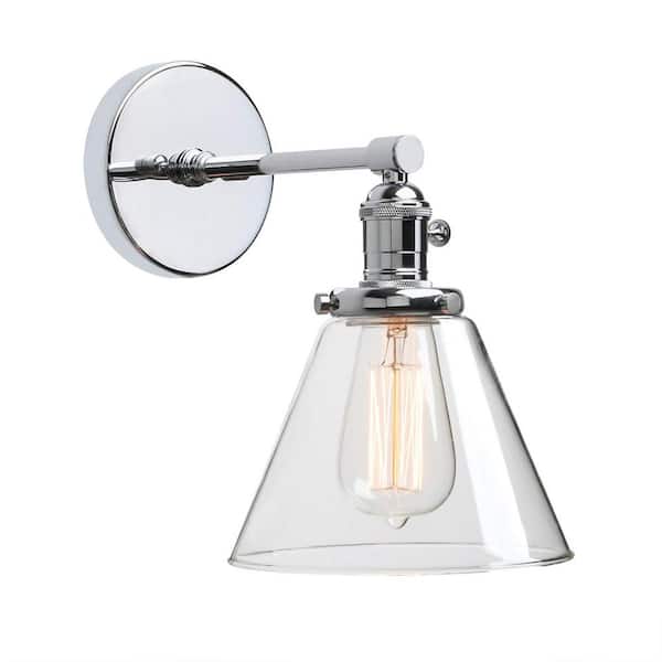 Unbranded Industrial 4.7 in. 1 Light Chrome Classic Smart Home Wall Sconce with Clear Glass Shade