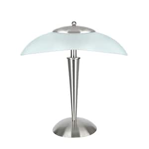17-3/4 in. Satin Nickel Metal Desk Lamp with Touch Sensor and Frosted Glass Lamp Shade
