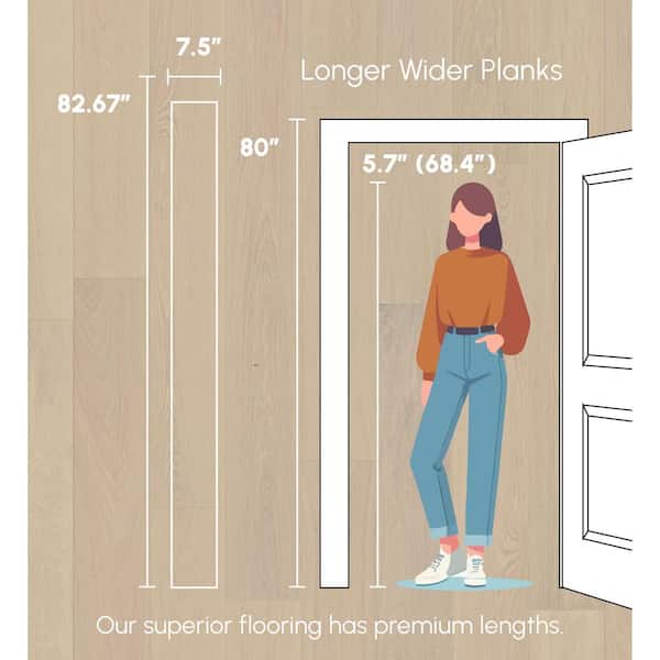ASPEN FLOORING Bane White Oak 3/8 in. T x 7.5 in. W Tongue and Groove Wire Brushed Engineered Hardwood Flooring (34.36 sqft/case)