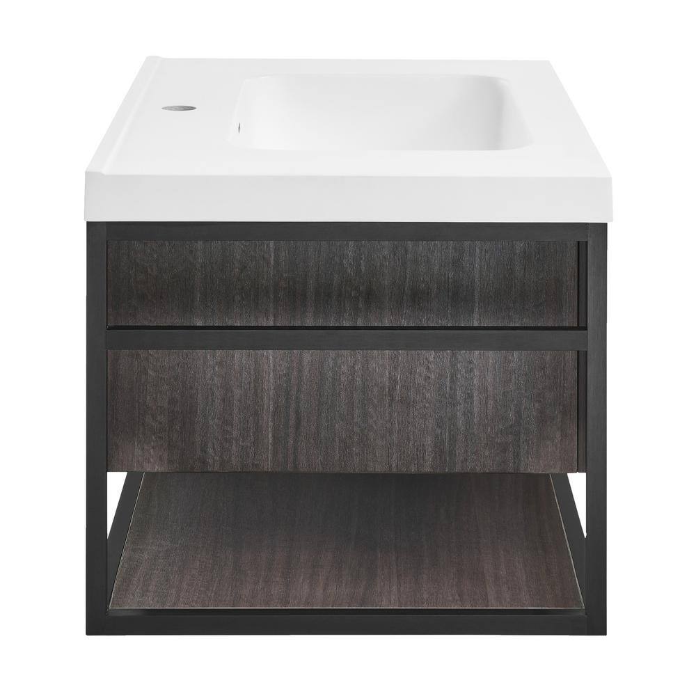 Claire 30" Black Ceramic Wall-Hung Vanity with Open Shelf