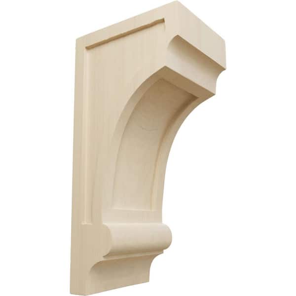 Ekena Millwork 7 in. x 5-1/2 in. x 14 in. Unfinished Wood Rubberwood Diane Recessed Wood Corbel