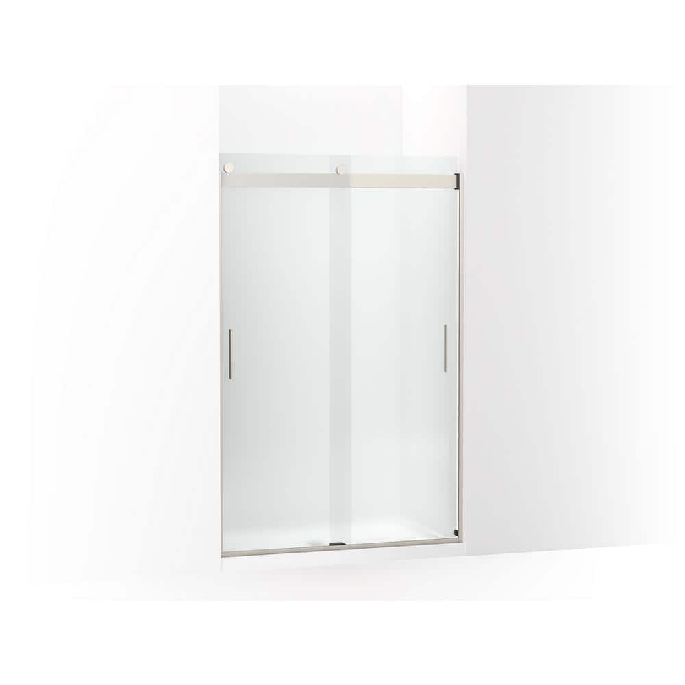 Levity 74" Frosted Glass Sliding Shower Door in Anodized Brushed Bronze