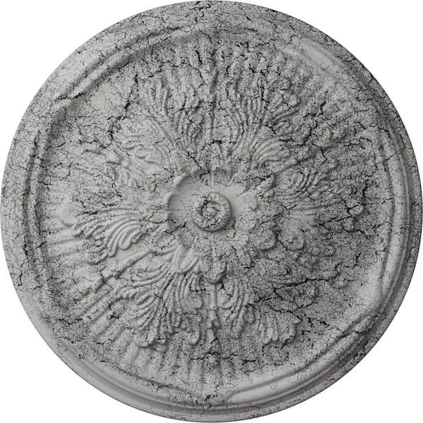 Ekena Millwork 21 in. x 2 in. Luton Urethane Ceiling Medallion (Fits Canopies upto 3-1/2 in.), Ultra Pure White Crackle
