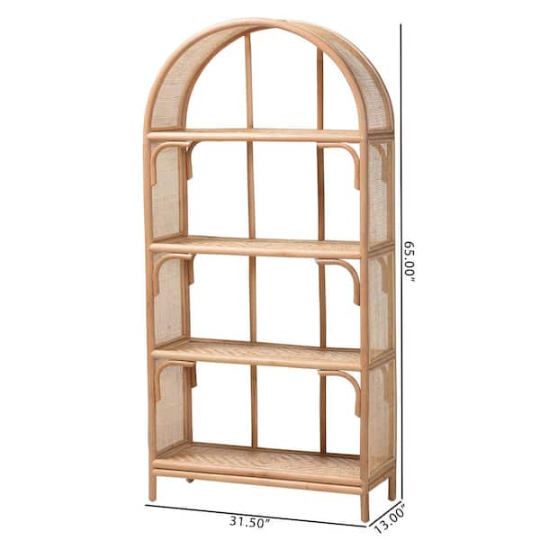 bali & pari Natania 4-Tier Rattan Household Shelving Unit Natural