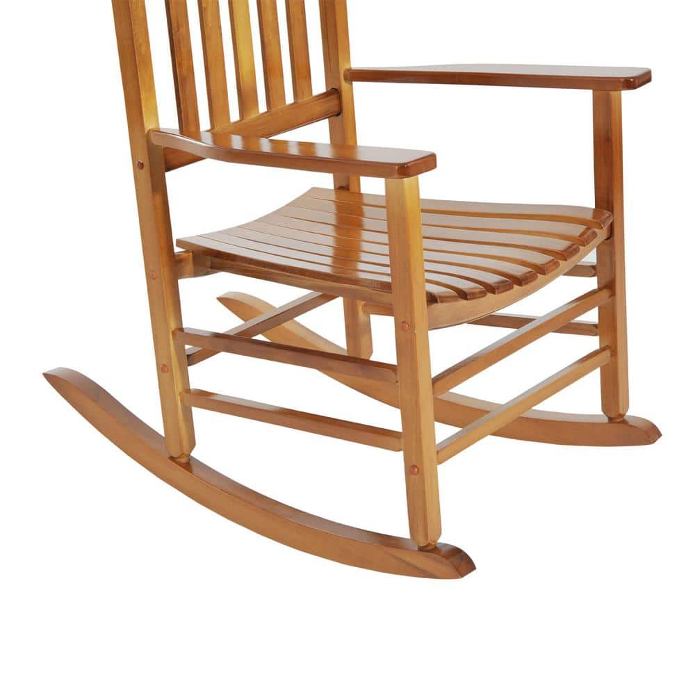 Natural Poplar Wood High Back Rocking Chair with Armrests