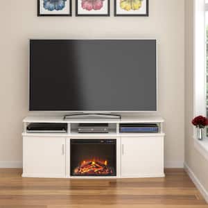 Windsor 63.1 in. Freestanding Electric Fireplace TV Stand in White, Fits TVs up to 70 in.