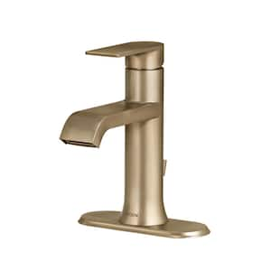 Genta Single Handle Single Hole Bathroom Faucet in Bronzed Gold