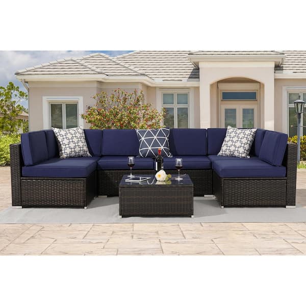 7 piece rattan wicker patio set