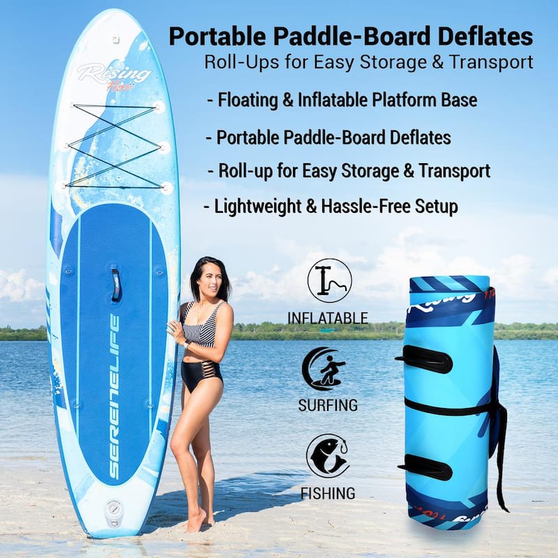 10.5 ft. Blue Rising Flow Paddleboard SUP Stand Up Water Paddle Board with Waterproof Mobile Phone Case