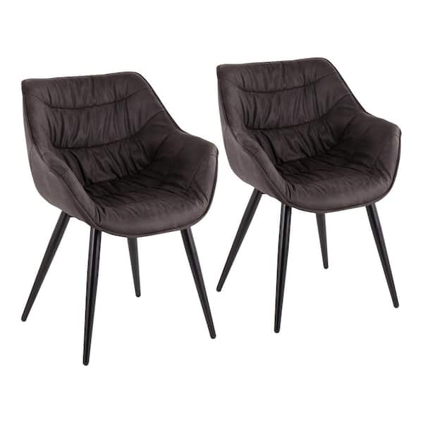 Lumisource Rouche Black Metal and Cowboy Fabric Dining Chair (Set of 2)