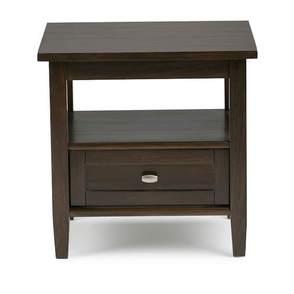 tobacco brown end table Reeded Accent they boast sturdy construction and a timeless shaker Simpli Home Warm Shaker End