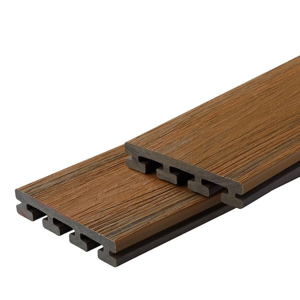 FORTRESS Infinity IS 1 in. x 6 in. x 8 ft. Oasis Palm Brown Composite Grooved Deck Boards (2-Pack)