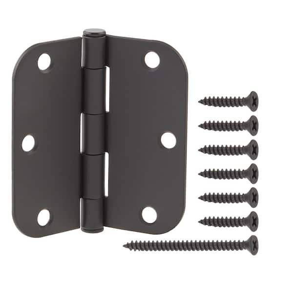 Everbilt 3-1/2 in. x 5/8 in. Radius Matte Black Squeak-Free Door Hinge