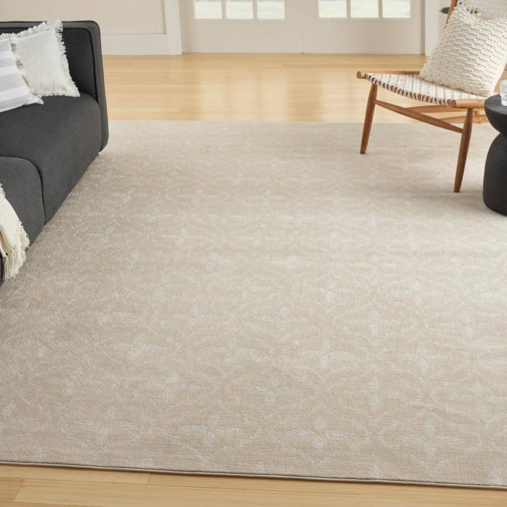 Ivory Beige 6' x 9' Synthetic Moroccan Trellis Area Rug