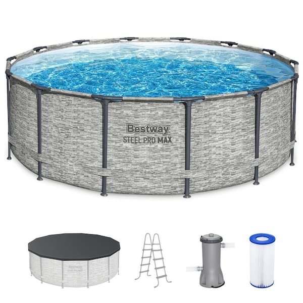 14 ft. x 14 ft. Round 48 in. Metal Frame Pool with Cover