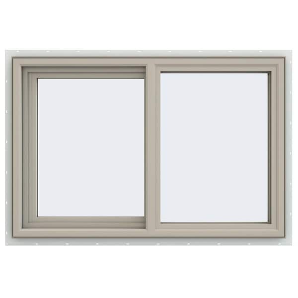 JELD-WEN 35.5 in. x 23.5 in. V-4500 Series Desert Sand Painted Vinyl Left-Handed Sliding Window with Fiberglass Mesh Screen