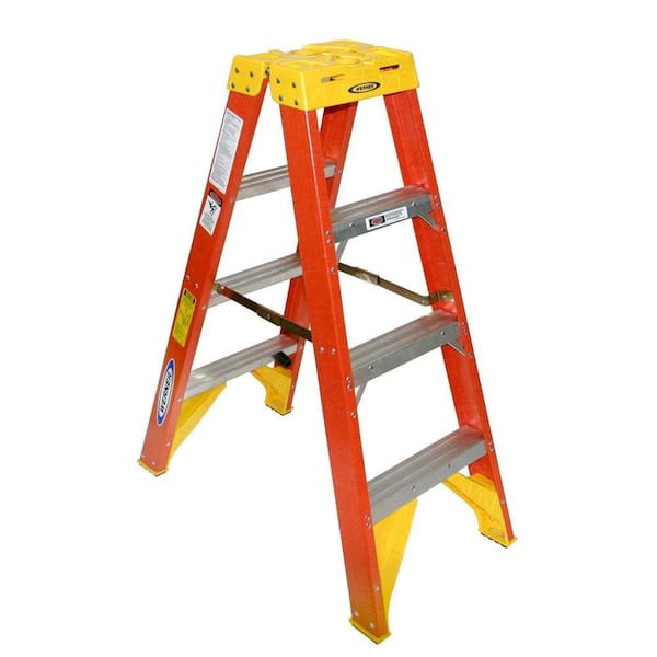 4 ft. Fiberglass Twin Step Ladder with 300 lbs. Load Capacity Type IA Duty Rating