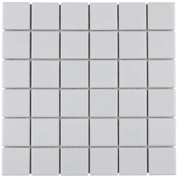 Merola Tile Metro Quad Glossy White 11-3/4 in. x 11-3/4 in. Porcelain Mosaic (9.79 sq. ft. /Case)