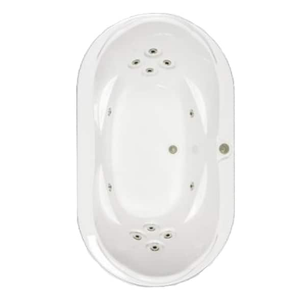 Comfortflo Premier 73 in. Acrylic Oval Acrylic Drop-in Whirlpool Bath Bathtub in Biscuit