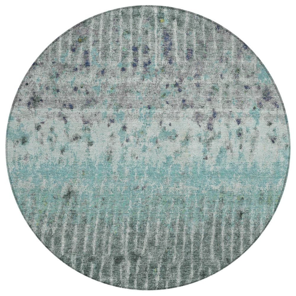 Chantille Machine Washable Indoor/Outdoor Abstract ACN2406 Teal 8 ft. x 8 ft. Round Rug price history on PriceWatchPro