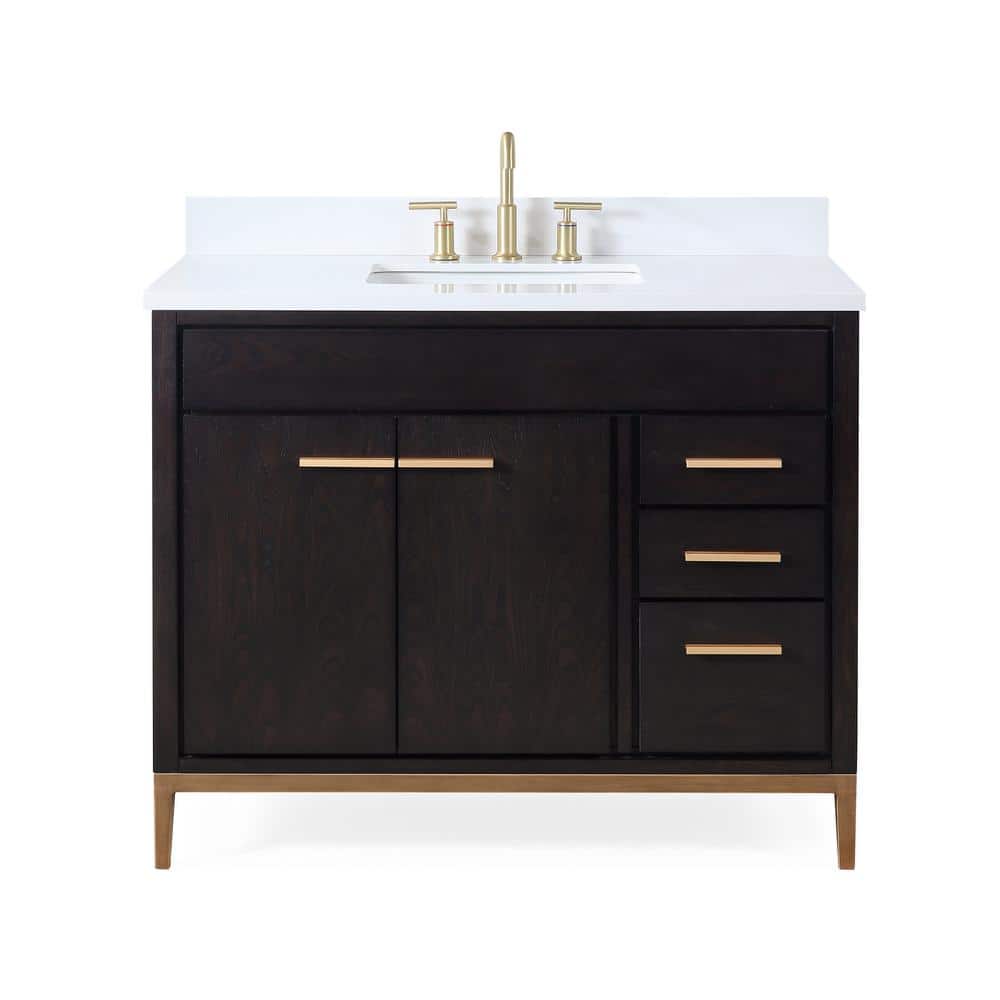 Beatrice 42 in. W x 22 in. D x 35 in. H Bath Vanity in Wenge Brown with Whi