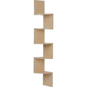 7.75 in. W x 7.75 in. D Natural Brown Large Laminated Beech Veneer Corner Wall Mount Shelf, Decorative Wall Shelf