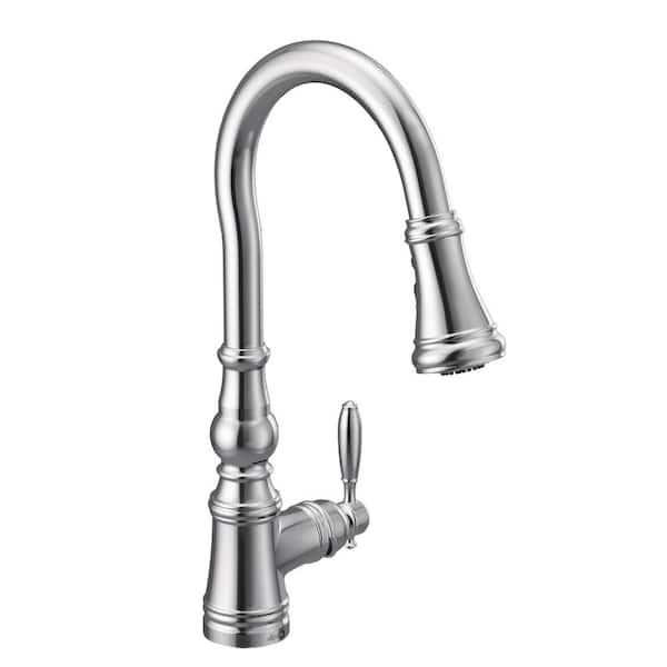 Weymouth Chrome 16.73 in. H Pull Down Sprayer Kitchen Faucet with 360 Degree Spout Swivel and Power Boost