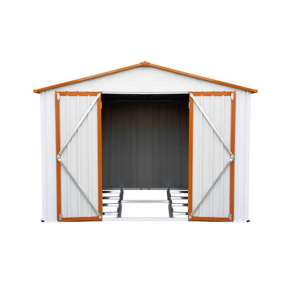 Tidoin 8.32 ft. W x 6.23 ft. D Gray Metal Storage Shed with Double Door and Lockable Doors (51.84 sq. ft.)