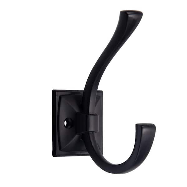 5-Piece Antique Design Double J-Hook Wall Hanging Bath Hook in Matte Black