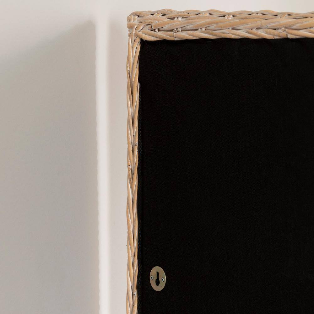 Queen White Washed Rattan Wicker Headboard