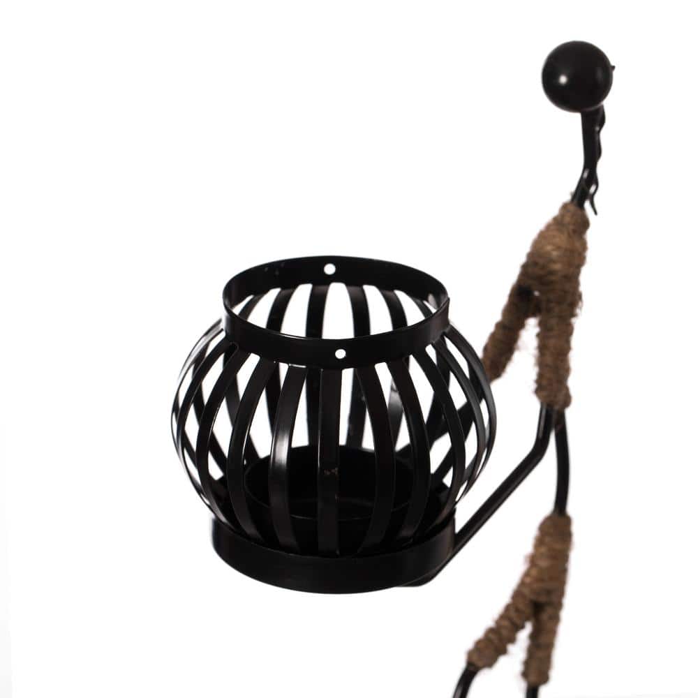 Black Wire Figure Candle Holder with Rope Accents