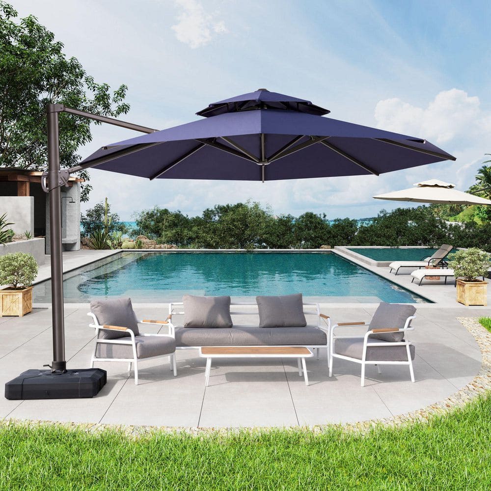 Crestlive Products 12 ft. Double Top Octagon Cantilever Patio Umbrella ...