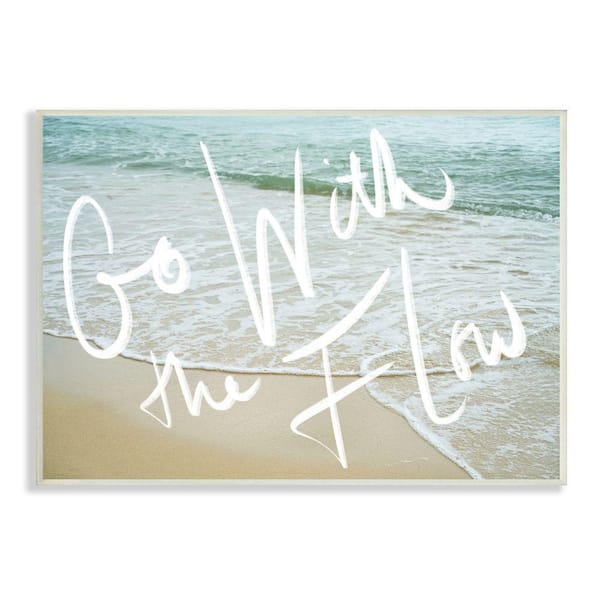 Stupell Industries "Go With the Flow Phrase Incoming Beach Tide" by Daphne Polselli Unframed Print Nature Wall Art 10 in. x 15 in.