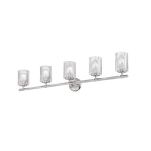 42 in. 5-Light Brushed Nickel Vanity Light with Clear Glass