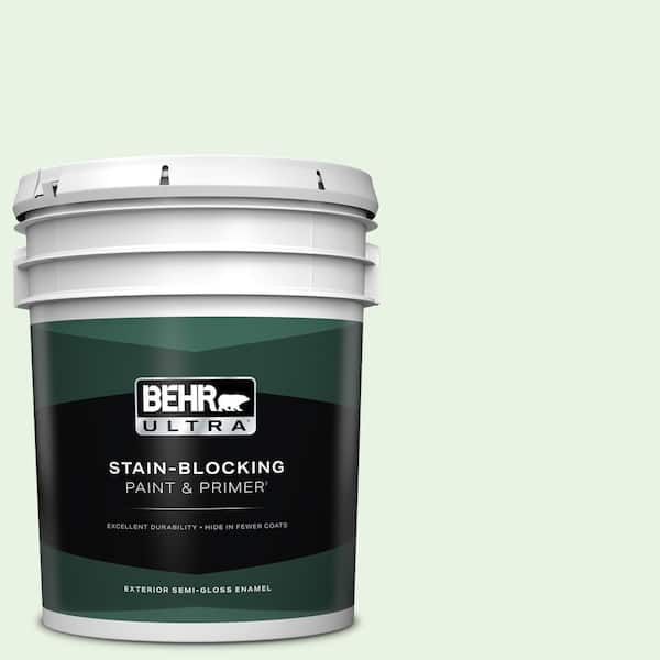 BEHR ULTRA 5 gal. #450C-1 Dinner Mint Semi-Gloss Enamel Exterior Paint & Primer