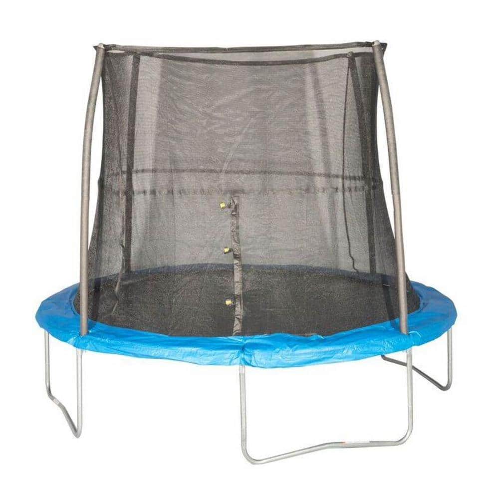 Blue JumpKing JK10VC1 10 Foot Outdoor Trampoline and Safety Net Enclosure 