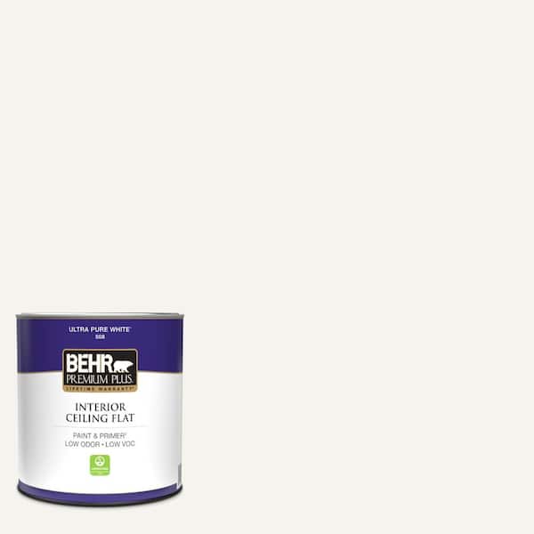 Behr Premium Plus 1 Qt Ultra Pure White Ceiling Flat Interior Paint 55804 The