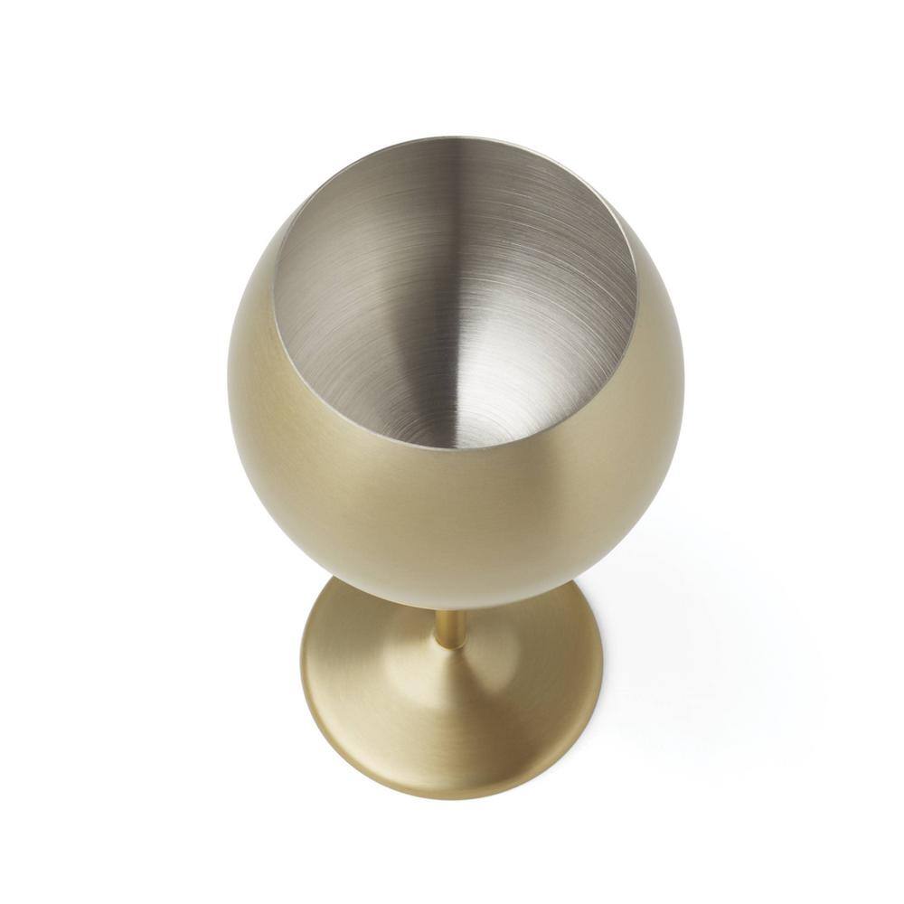 Set of 4 Brushed Gold Stainless Steel Wine Goblets