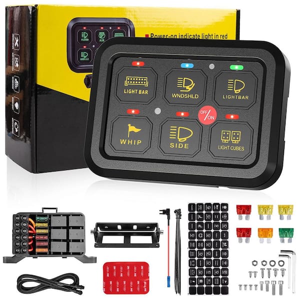 6-Gang Switch Panel with Electronic Relays, Universal Circuit Control, Auto Dimmable On-Off LED Switch