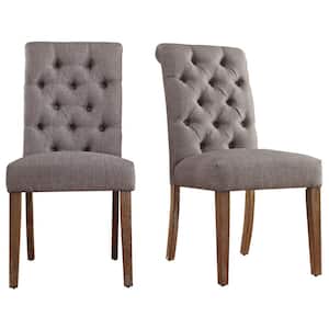 Huntington Grey Linen Button Tufted Dining Chair (Set of 2)