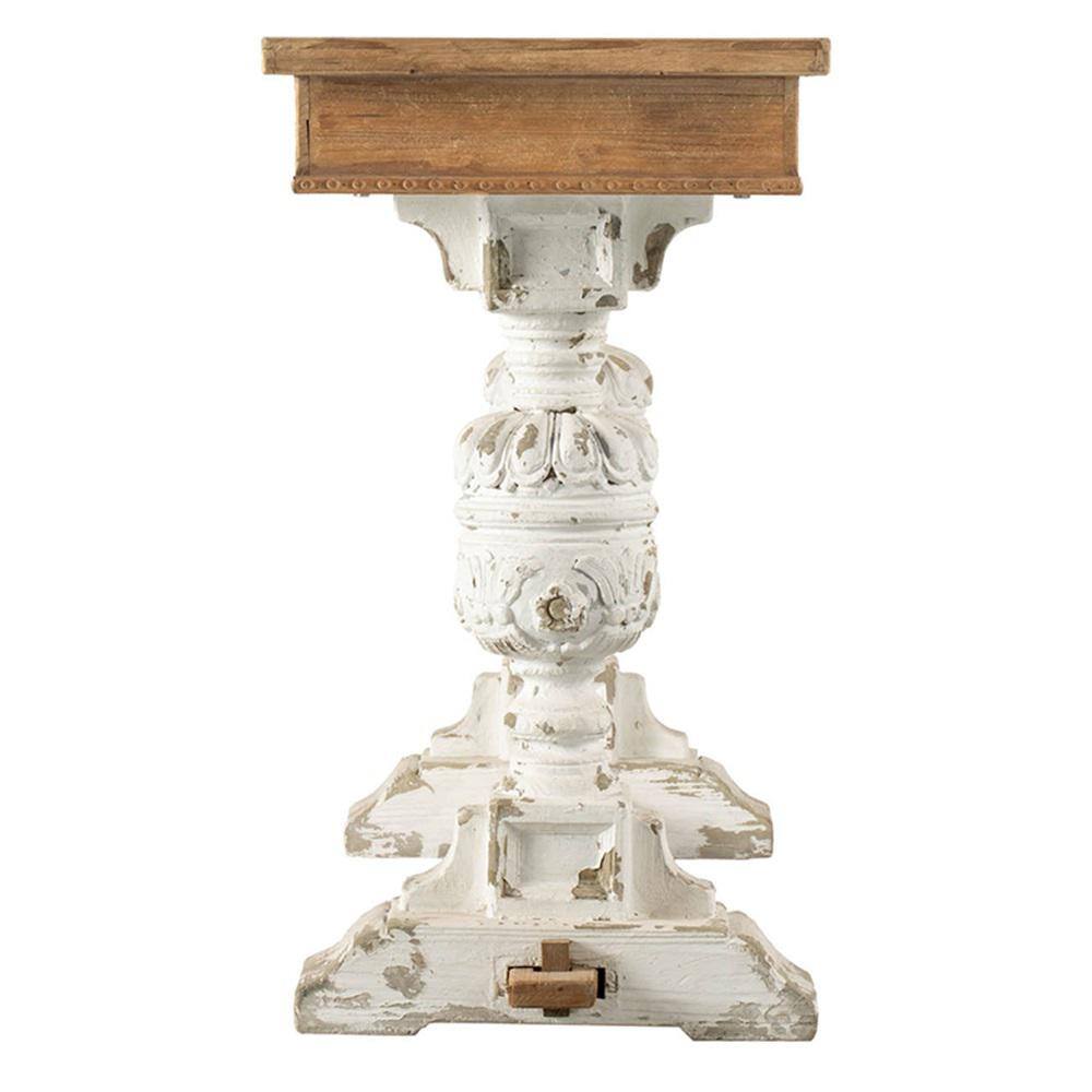 Vintage Whitewashed Mirrored Fir Wood Buffet Table