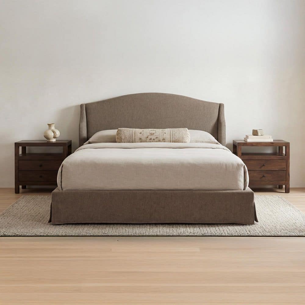 Rastus Brown Wood Frame Queen Platform Bed with Upholstered Headboard, Slipcover, and Hydraulic Lift Storage price history on PriceWatchPro