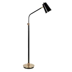 Austen 65 in. Matte Black and Brass Floor Lamp