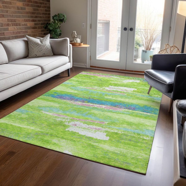 Addison Rugs Chantille Machine Washable Indoor/Outdoor Abstract ACN942 Lime 3 ft. x 5 ft. Area Rug